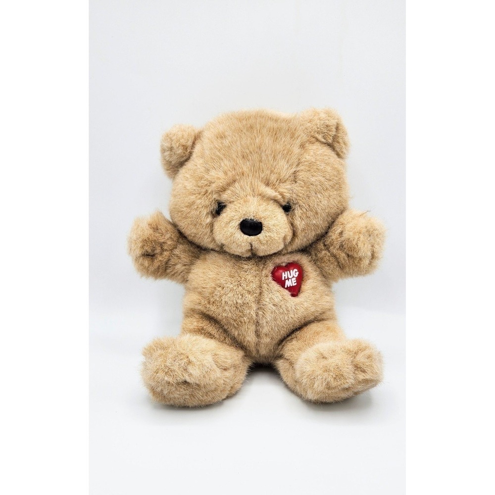 10" 1985 Mattel EMOTIONS Light Brown HUG ME Heart Plush Bear 4